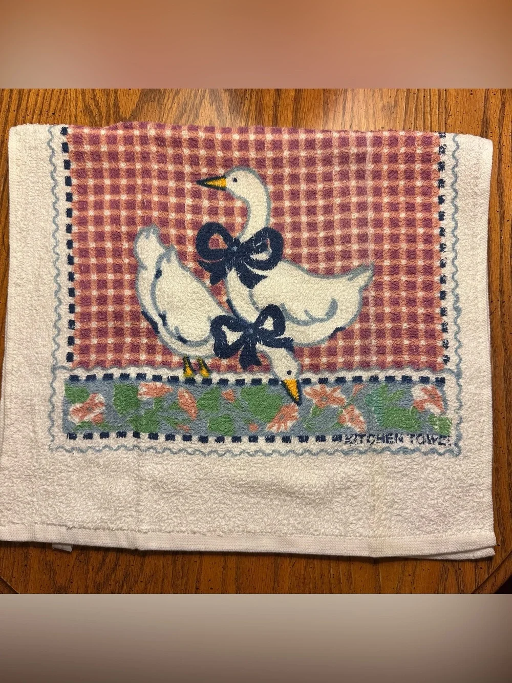 Country Ribbon Geese Kitchen Towel